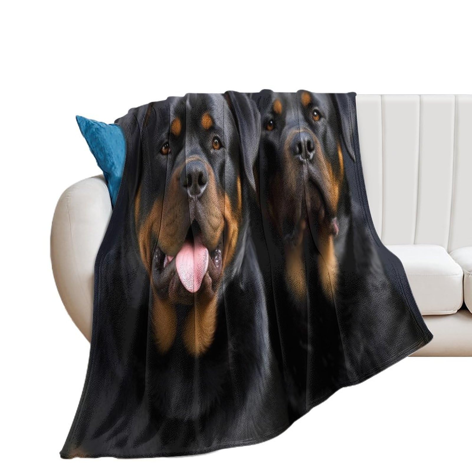 Couverture flanelle Rottweiler 168x229 cm pour canapé