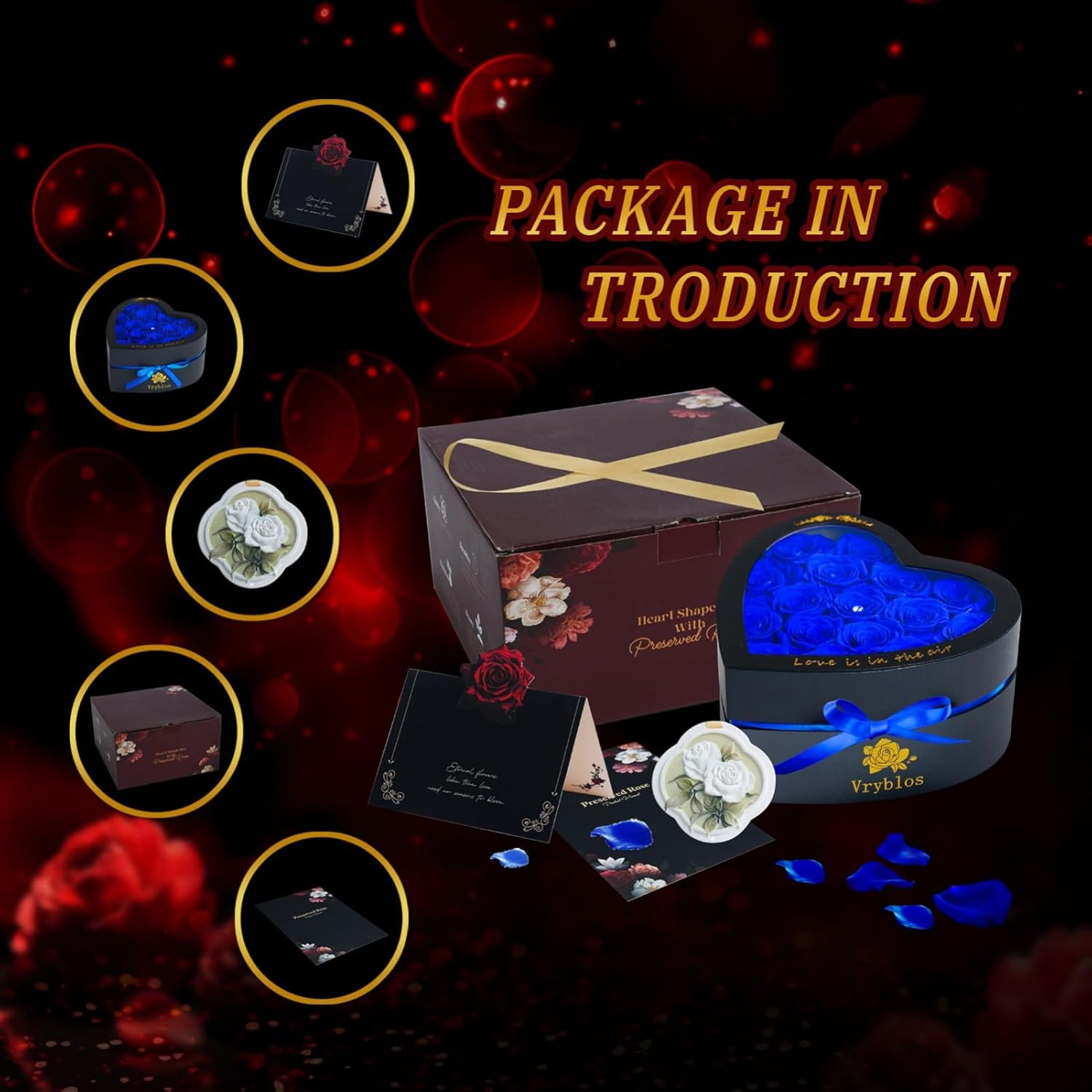 Forever Blue Roses in a Box Heart Shaped 16 Preserved Flowers for Delivery Grade A Quality 100% Real Immortal Flower Eternal Birthday for Her Mom Women Wife Girlfriends (Heart-Blue) - Image 4