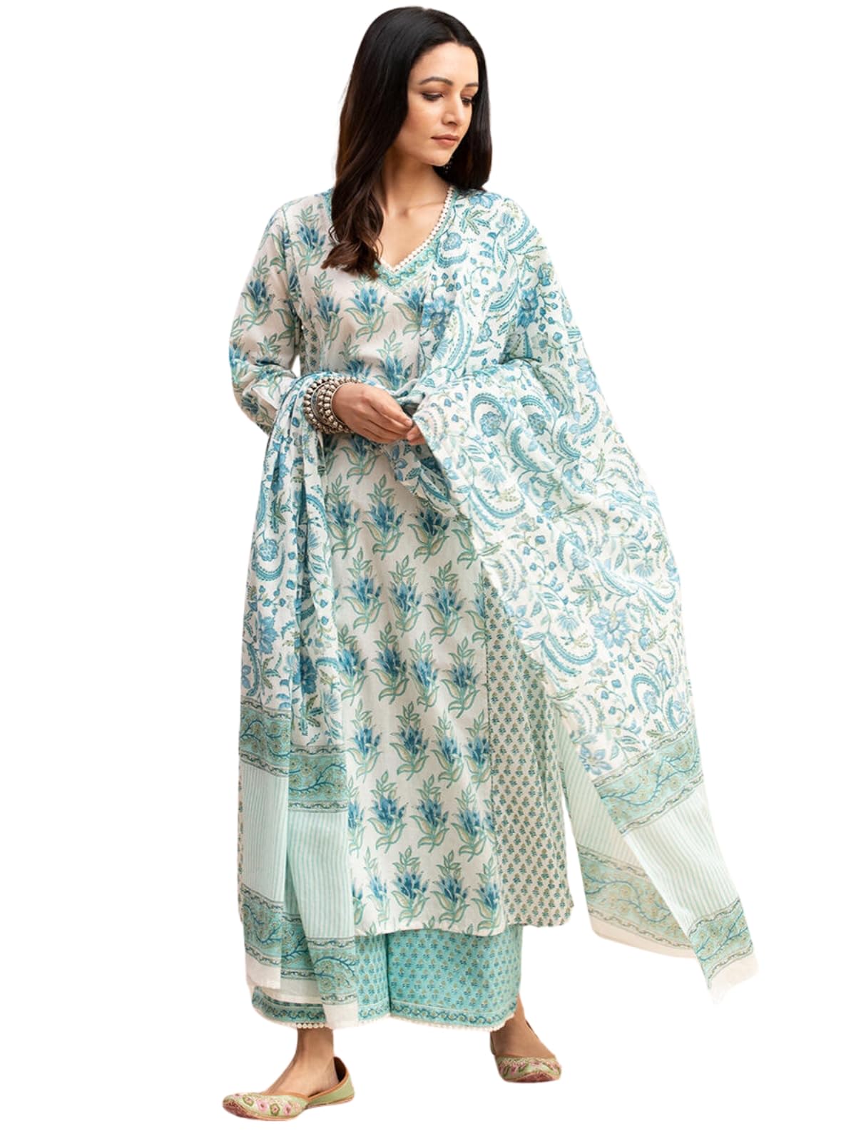 GRECIILOOKS Women Kurta Set with Dupatta for Women | Kurti Set for Women | Festive Kurta Set for Women | Regular Fit Kurta