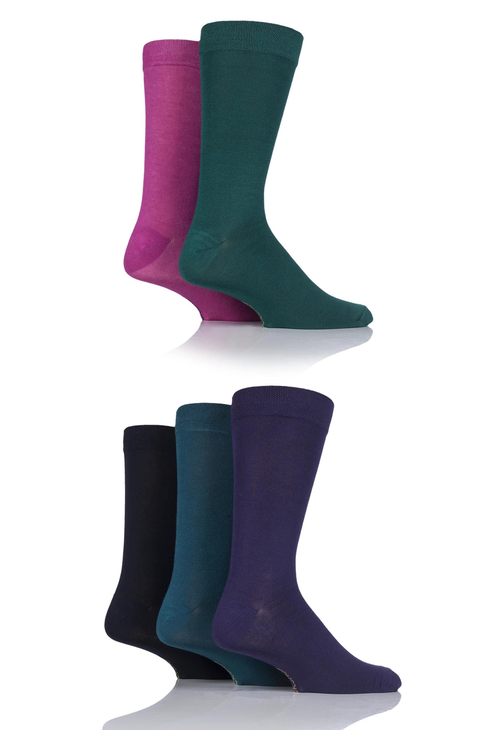 SockShop Men's Patterned Bright Colourful Natural Bamboo Socks Various Designs for Everyday Wear Size 7-11 Pack of 5 Jewel 7-11