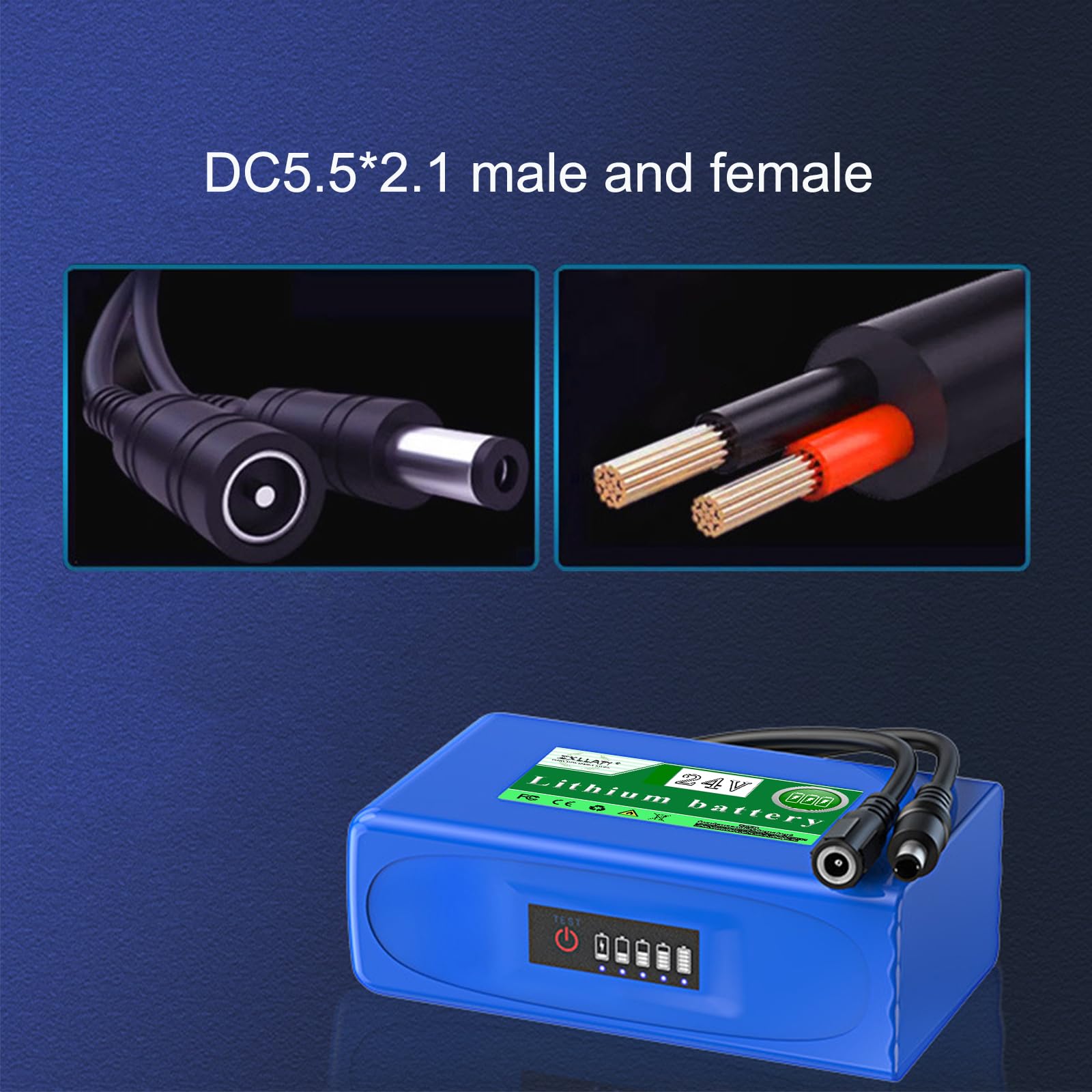 Batería de Litio de Repuesto de 24 V, 3000 mAh, 10 000 mAh, Recargable, de Iones de Litio, Fuente de alimentación de Respaldo de 24 V con Enchufe de CC y protección BMS.