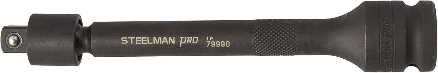 Steelman Pro 1/2-Inch Drive, 3/8-Inch Pinless Swivel Impact Extension, 36-Inch, Chromoly Steel with Black Oxide Finish, Maximum Torque Transfer Pinless Joint Design (79995)