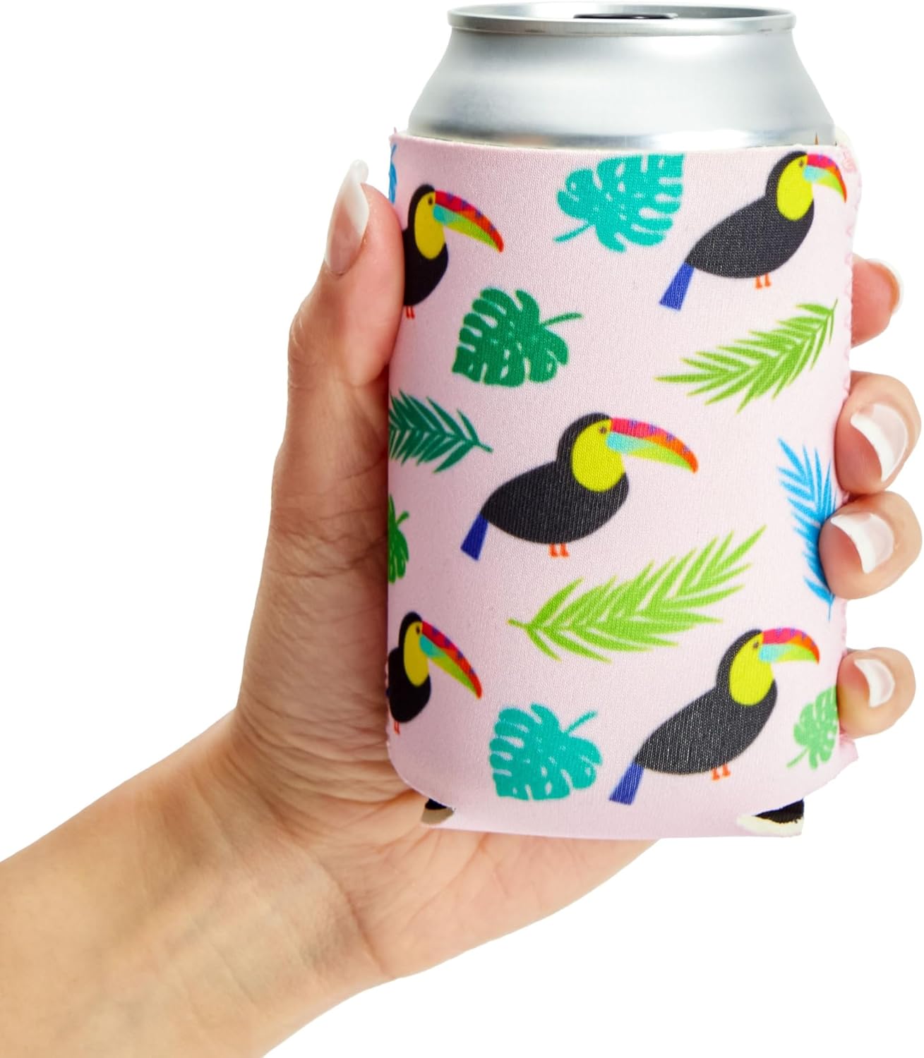 Blue Panda 24 Pack Tropical Neoprene Can Cooler Sleeves for Beer, Bottles, Soft Drinks, Soda Covers for Beach, Summer Pool Parties (4 Designs, 12 Oz, 2.5x4 Inches)