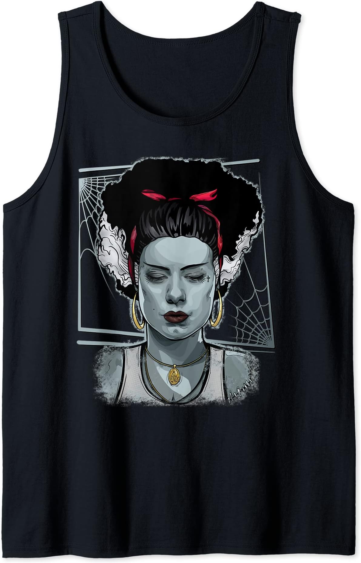 Franco DesignsFrankenchola Halloween Bride of Frankenstein Tank Top