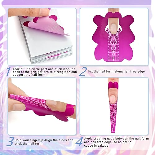 Miniatura 6 de 200 formas de uñas adhesivas para gel constructor, reutilizables, resistentes, formas de extensión de uñas para uñas acrílicas, formas de uñas de