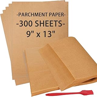 Parchment Paper, 300 PCS Parchment Paper Sheet 9×13 Inch, YULEER Unbleached Parchment Paper with a Silicone Brush, Suitabl...