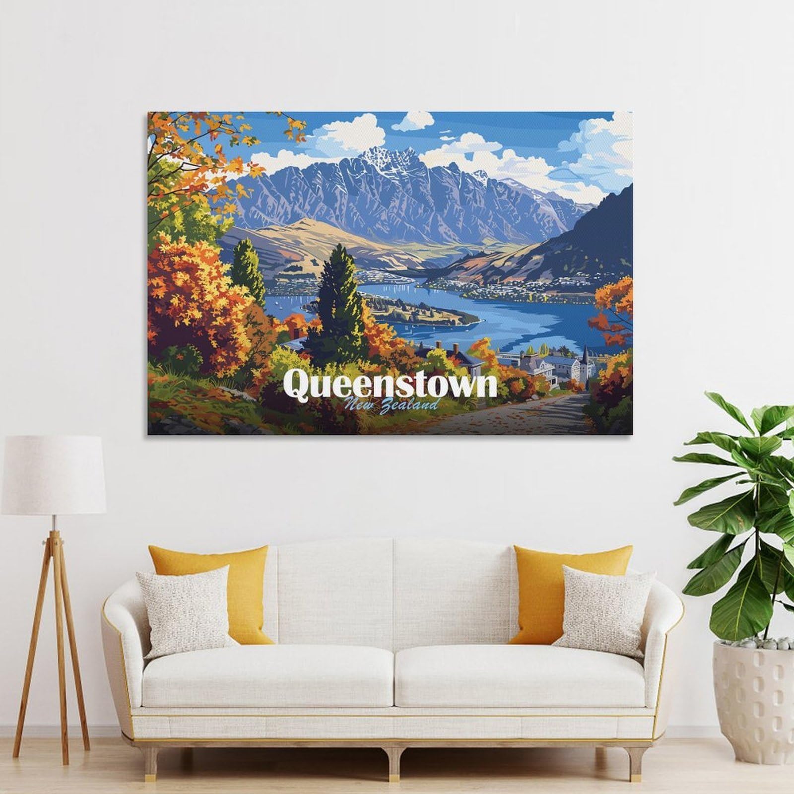 Junmoney Unframe-Style-20 Queenstown, New Zealand Landscape Room Decor Wall Art 24X36inch(60X90cm), For Lounge Decor, Offices Or Entryway Styling, A Flexible Wall Accent For Shared Spaces