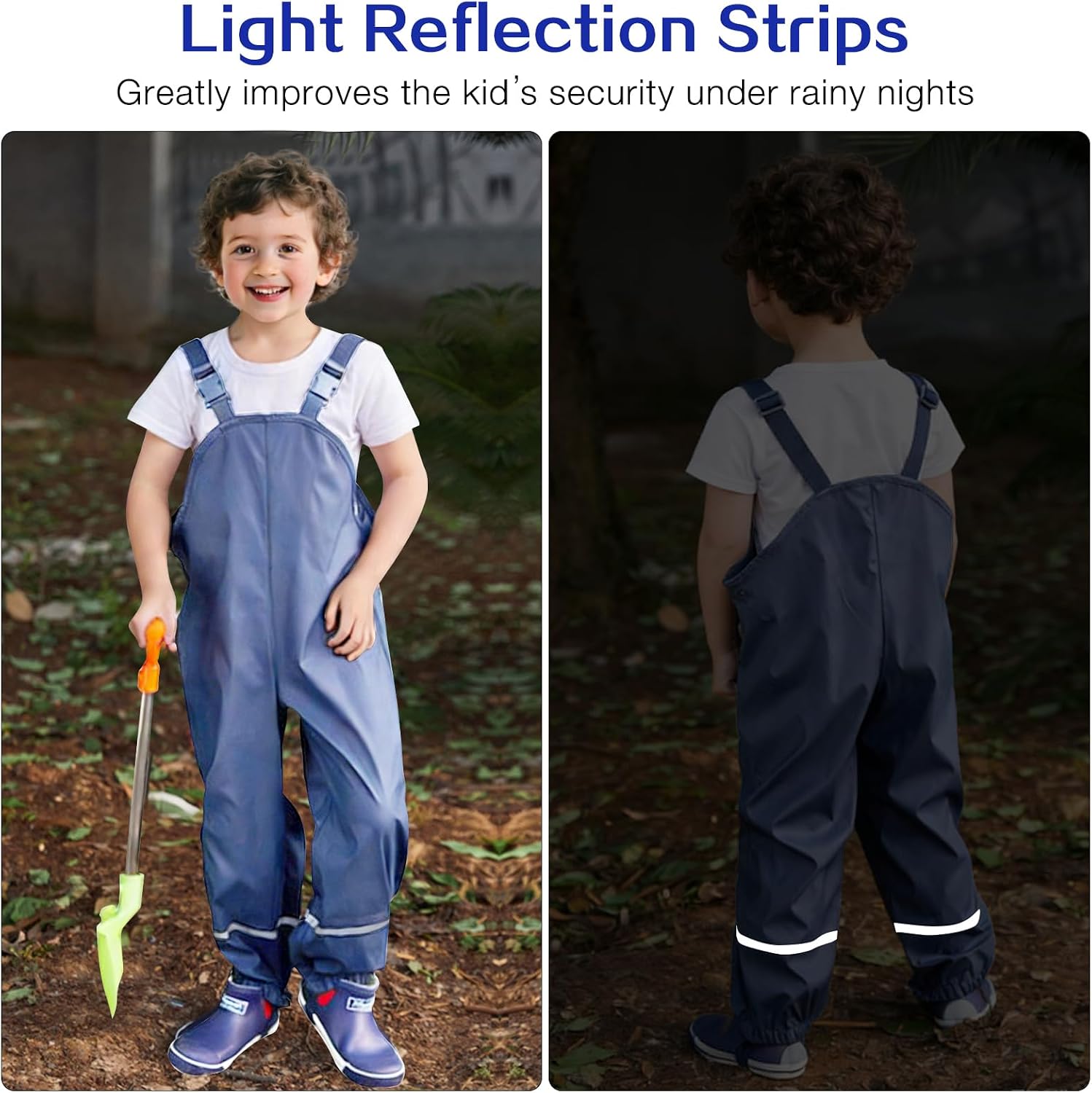 SSAWcasa Kids Rain Pants, Toddler Waterproof Boys Girls Pants, Mud Dirty Proof Rain Suspender Trousers Overalls