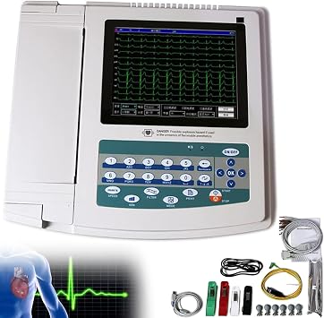 12-Lead ECG/EKG Monitor, Sync Print, with ECG Waveform Demo Mode, Manual or Automatic Waveform Recording, for Medical