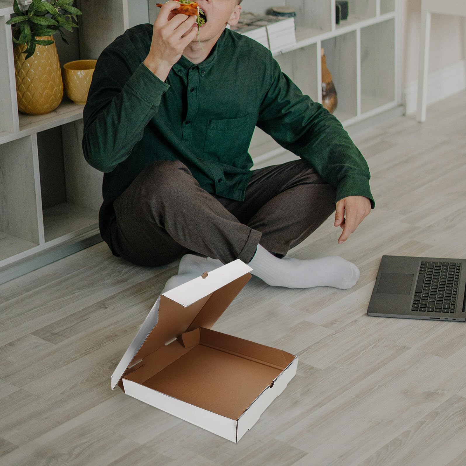 POPETPOP Caja de Pizza de Cartón Kraft Grueso para Llevar 10 Unidades Envase para Alimentos