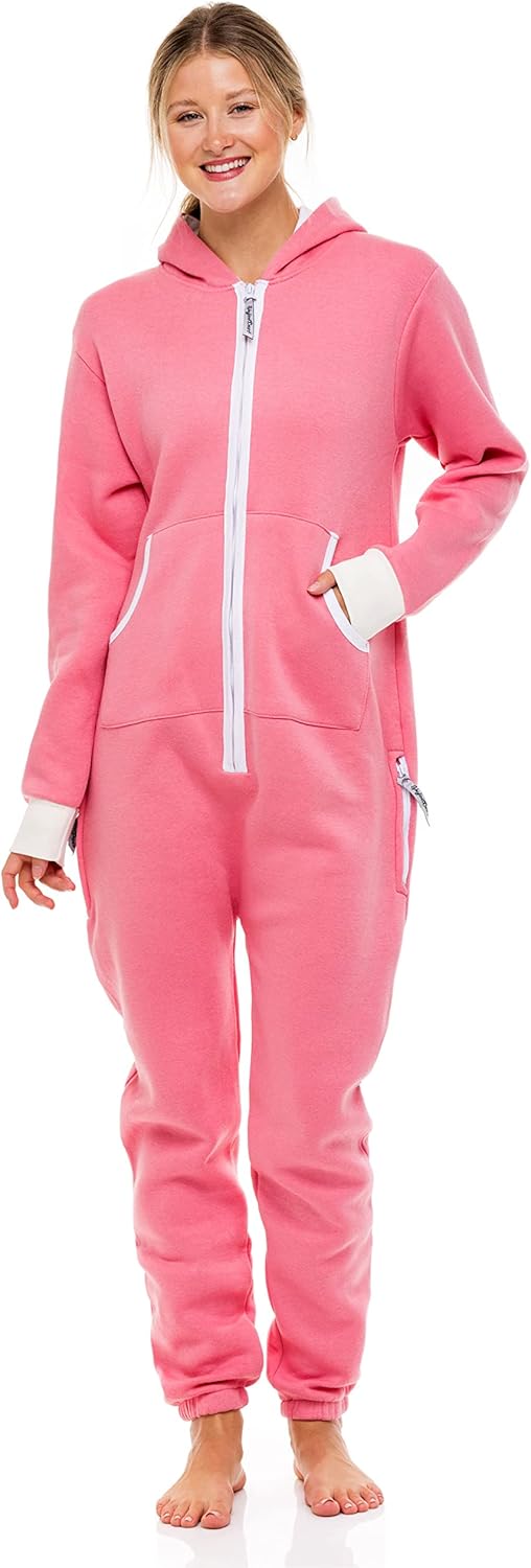 Skylinewears Women's Fleece Non-Footed One Piece Onesie Adult Hooded Pajamas Ladies Jumpsuit - Image 2