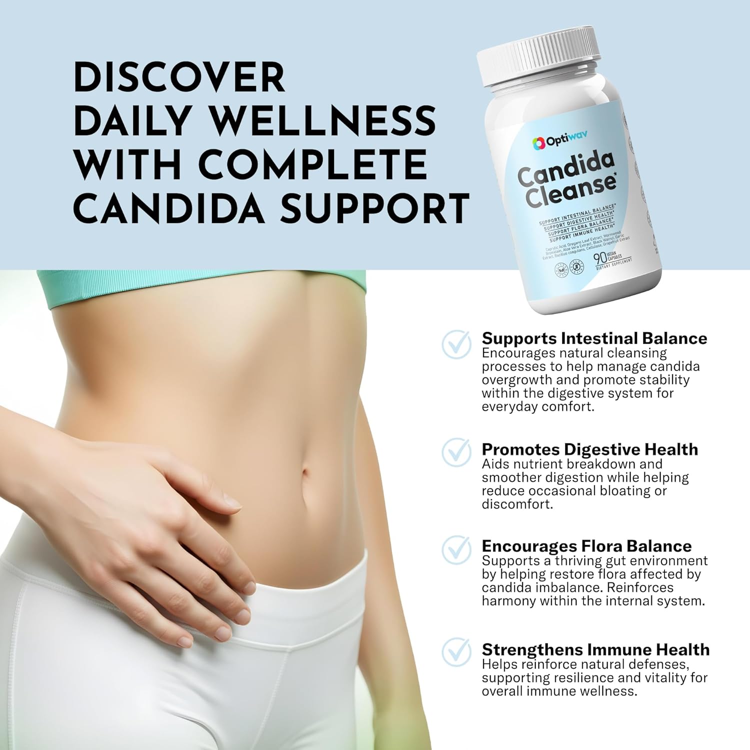 Candida Cleanse Detox Supplement - Natural Yeast Overgrowth Candi Balance Oral Support for Women Men - Caprylic Acid Probiotics Oregano Complex Capsules for Intestinal Flora Immune Gut Health - Image 3