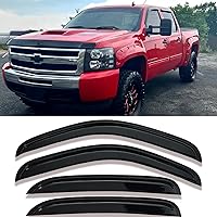 TONOYTIM 4-Pc Window Visors Rain Guards for 2007-2013 Chevy Silverado GMC Sierra Crew Cab - Sun Snow Wind Deflectors 94515