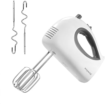Emperial Hand Mixer White, Whisk for Baking, Speeds with Turbo Boost