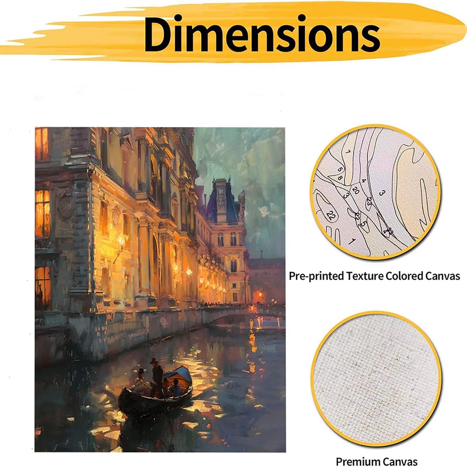 Peinture Par Numéros QENSPE – Venise 40x50 Cm – Acrylique – Toile Pré-imprimée – Débutant – Déco Murale
