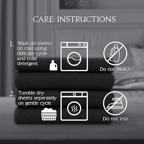 Miniatura 4 de Northwest Ashford Home Essentials - Juego de sábanas de 4 piezas, tamaño California King, color negro limusina elástico