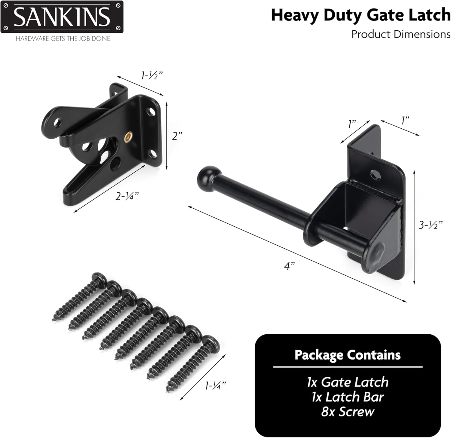 Self-Locking Gate Latch for Wooden Fence Gate Heavy Duty, Post Mount Automatic Gravity Lever Gate Fence Door Latches for Wooden Fence Secure Pool Garden Shed, Black, Normal