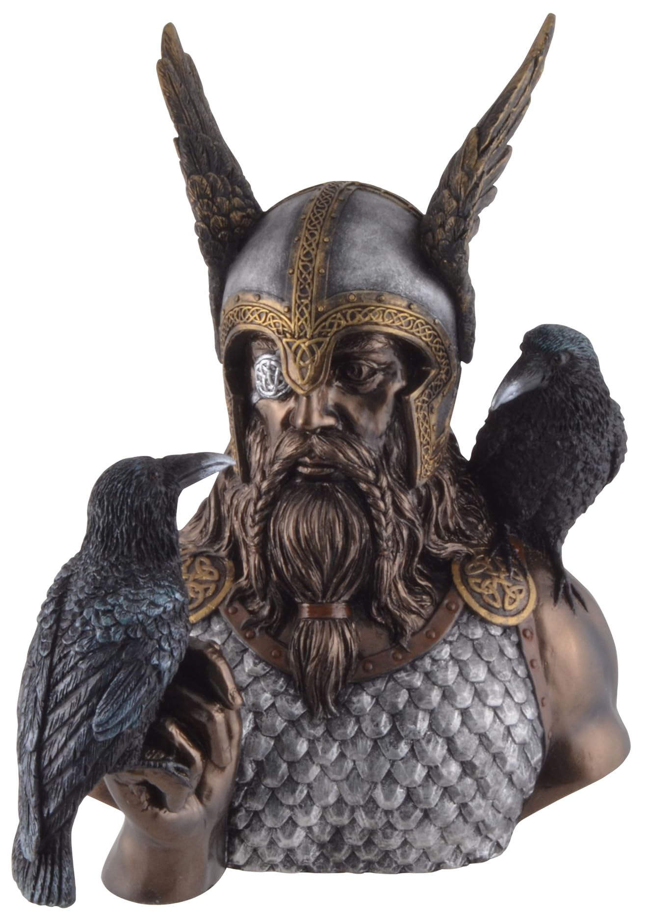 VOGLER Joh. Vogler GmbH Buste Odin avec corbeaux Hugin et Munin, peint à la main