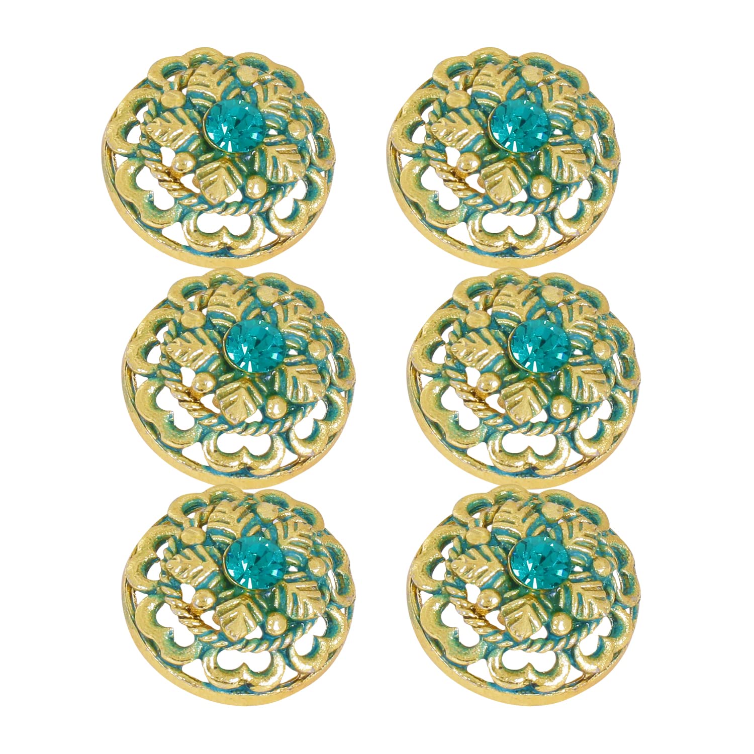 TRIPIN Antique Alloy Round Button for Coat Blazer Suit, Sherwani and Indian Dresses Sports Coat Uniform Jacket Beautiful Ethnic Classy Design (Pcs - 6) (Sky Blue)-picture-30