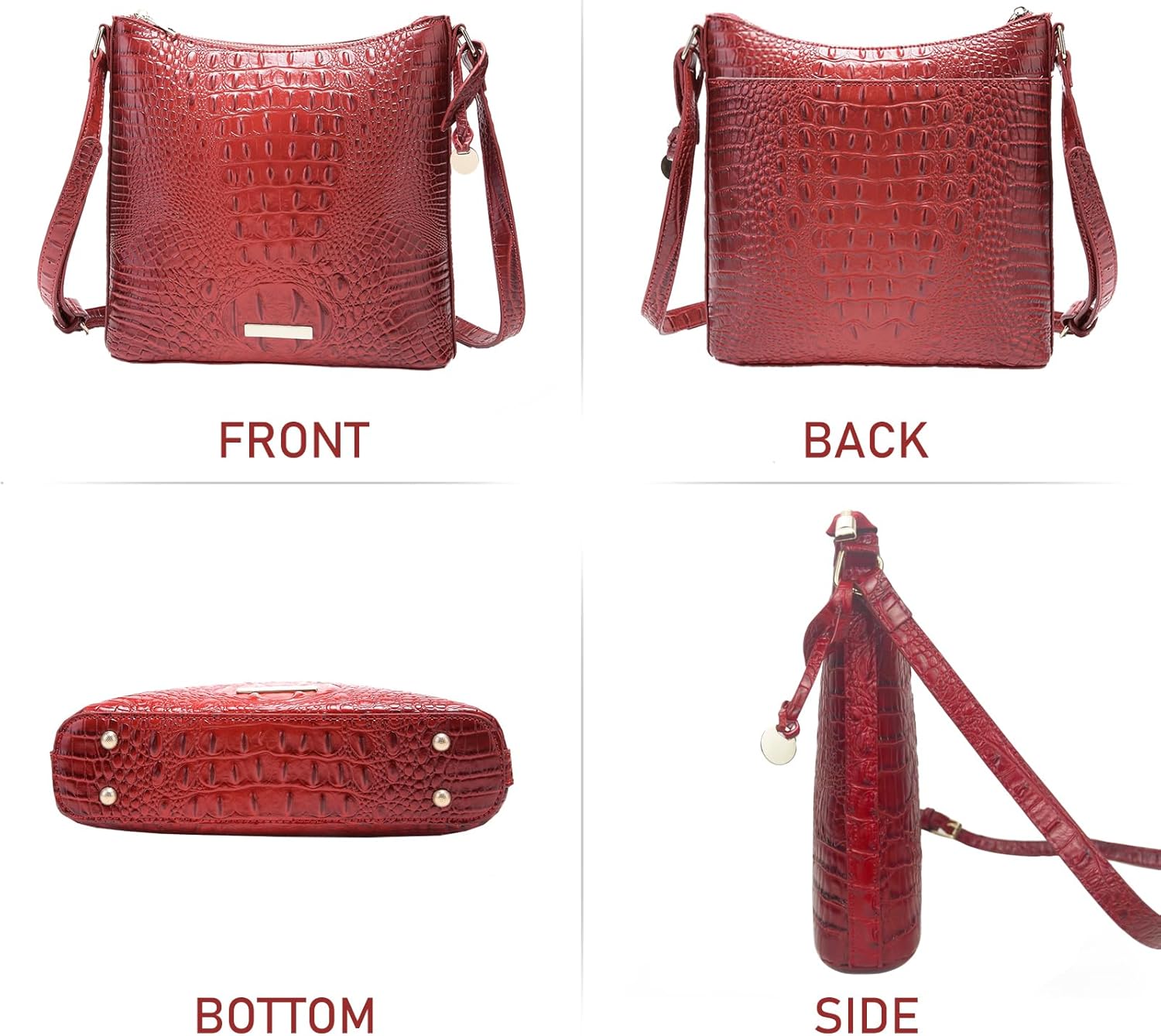Shoulder Crocodile Flat Handbags for Women trendy Ladies Shoulder Bag Embossed Pattern Leather Crossbody Purse - Image 4