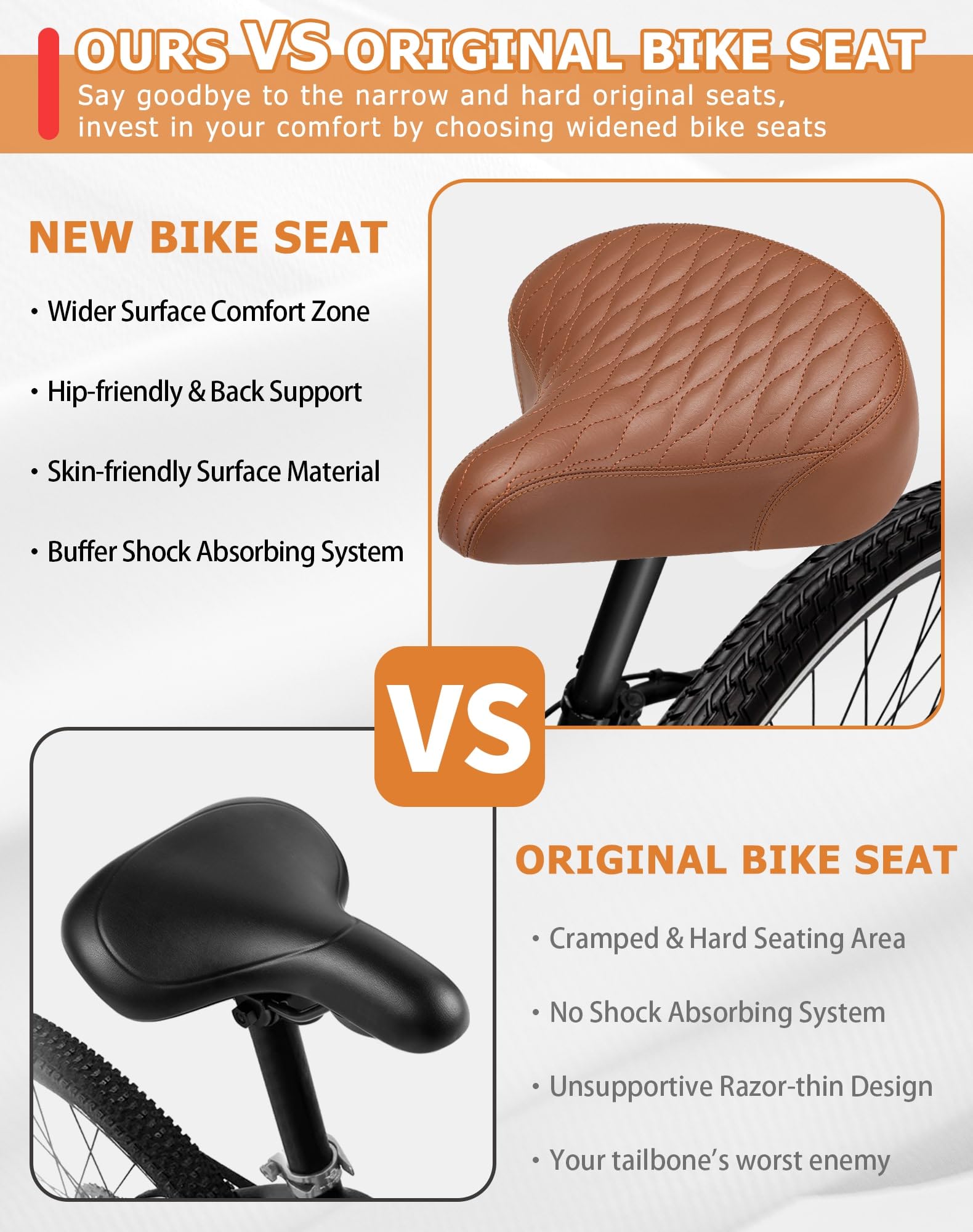 CDYWD Selle de Velo Ultra Confortable Homme et Femme, Large, avec Suspension, Rembourrage Épais et Doux, Ergonomique, Rétro Selle Confort Velo pour VTT, Vélo de Ville, Ebike, Vélo Stationnaire
