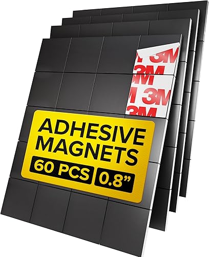 Miniatura 26 de Imanes hiperadhesivos con parte trasera adhesiva, 110 piezas de 0.8 x 0.08 pulgadas cuadrados magnéticos fuertes para pizarra blanca, imanes de 110