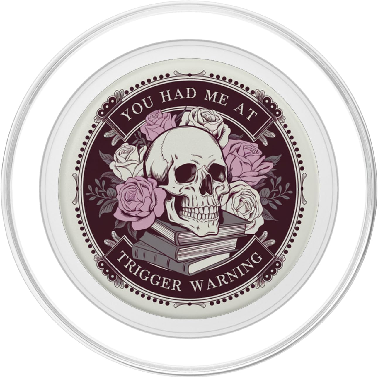 Librarian Skeleton Trigger Warning Book Reading Lover Floral PopSockets PopGrip for MagSafe