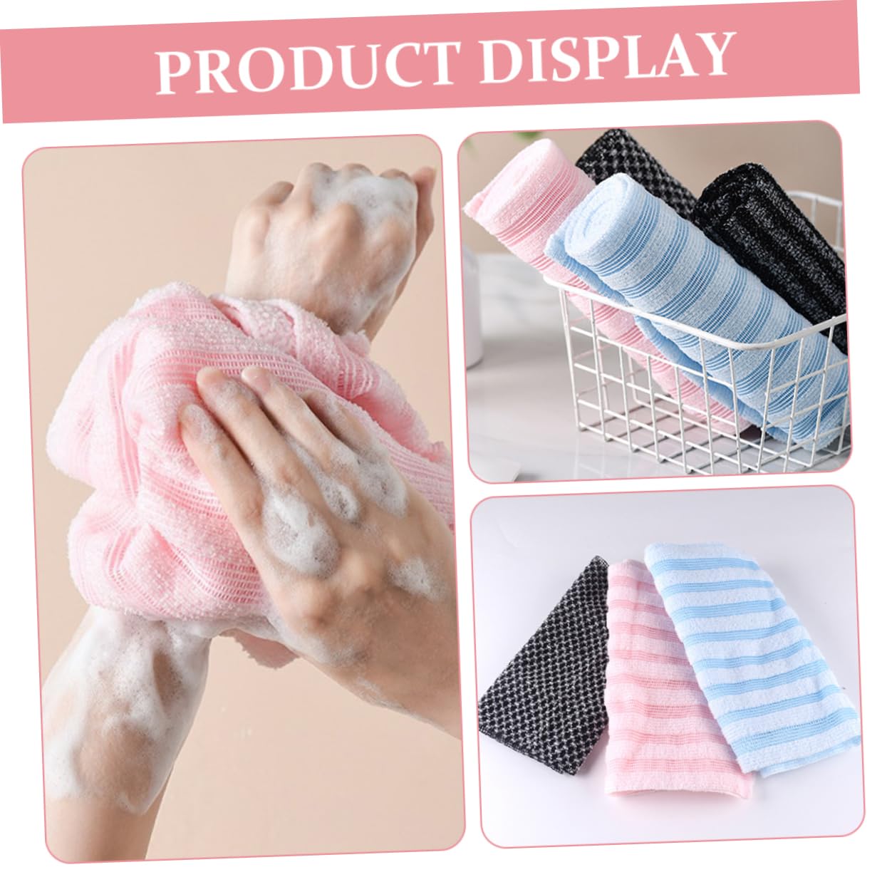 4piezas Toallas Exfoliantes Japonesas De Ducha De Largas Para Cuerpo y Espalda Toallas Exfoliantes Para Limpieza y Exfoliación De
