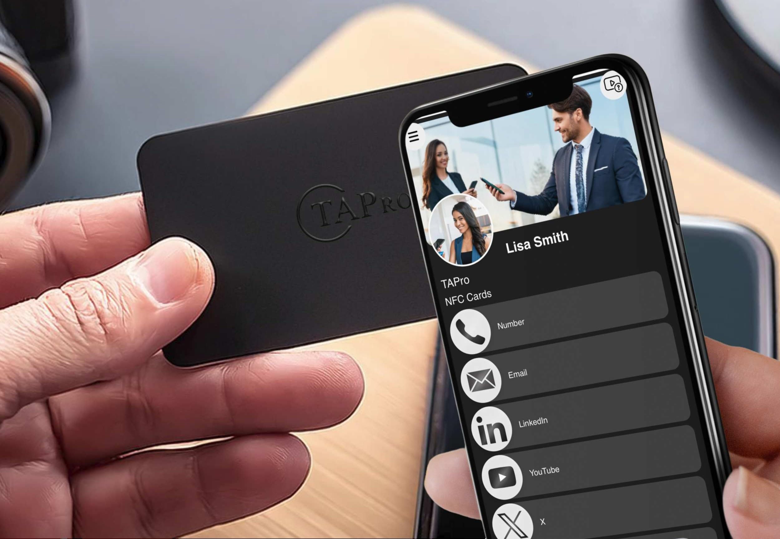 TAPro Digitale Visitenkarte – NFC & QR-Code Tippen, um kontaktlose Informationen zu teilen, keine App erforderlich, Smart-Kontaktkarte im Taschenformat für iPhone und Android