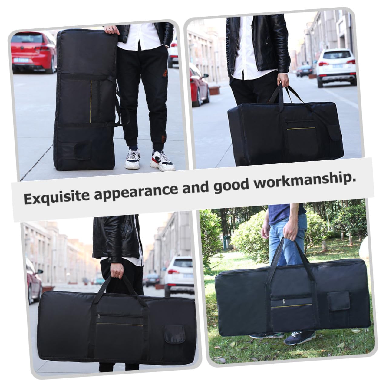 Didiseaon Borsa Regolabile per Tasti e Elettronica Custodia 61 Tastiera Oxford Confortevole Nero Tracolla Design alla Moda per Trasporto