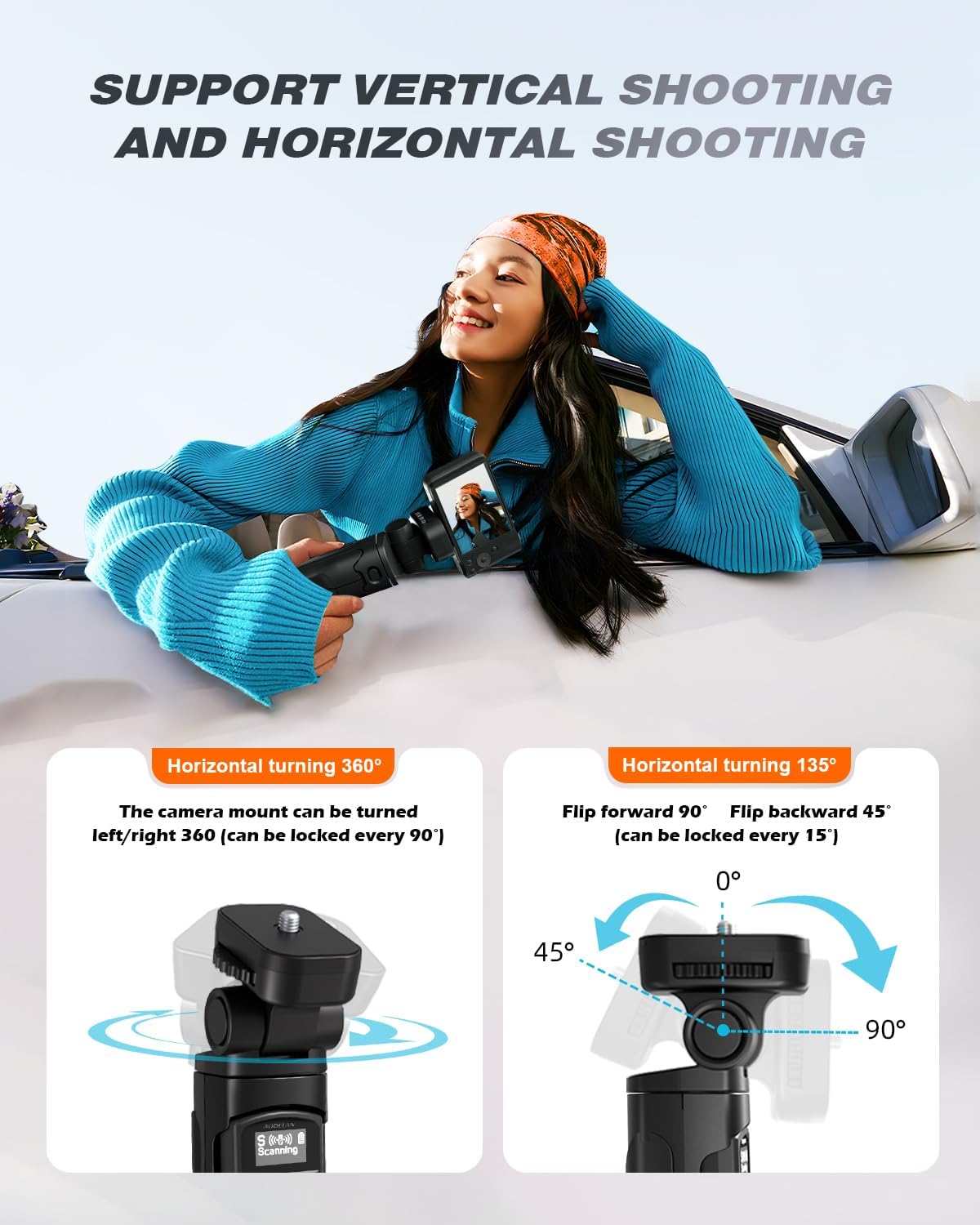 for Sony Tripod with Rechargeable Remote Control - Aodelan Wireless Shooting Grip Mini Tripod with OLED Screen for Vlogging for ZV-E10,ZV-1F,RX100 VII,a6100,a6400,a7 III,a9 II; Replace Sony GP-VPT2BT