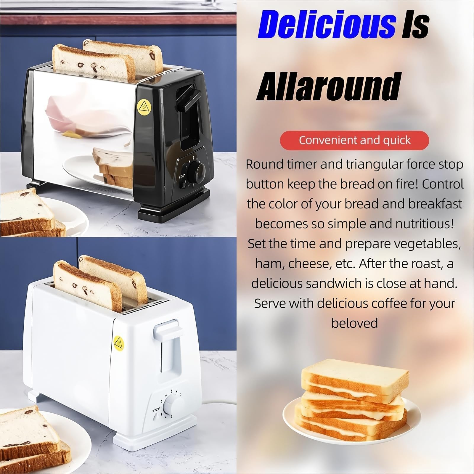 Tostadora de 2 rebanadas de 650 W, tostadora de desayuno doméstica con 6 configuraciones de sombra y bandeja para migas de pan extraíble, centrado automático, ranura para hornear ensanchada de cream