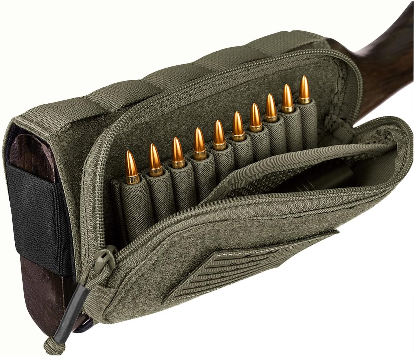 PETAC GEAR Tactical Buttstock Rifle Stock Pack / Adjustable Shell Holder Cheek Rest Pouch for Long Action (Right Hand, Ranger Green) : Sports & Outdoors