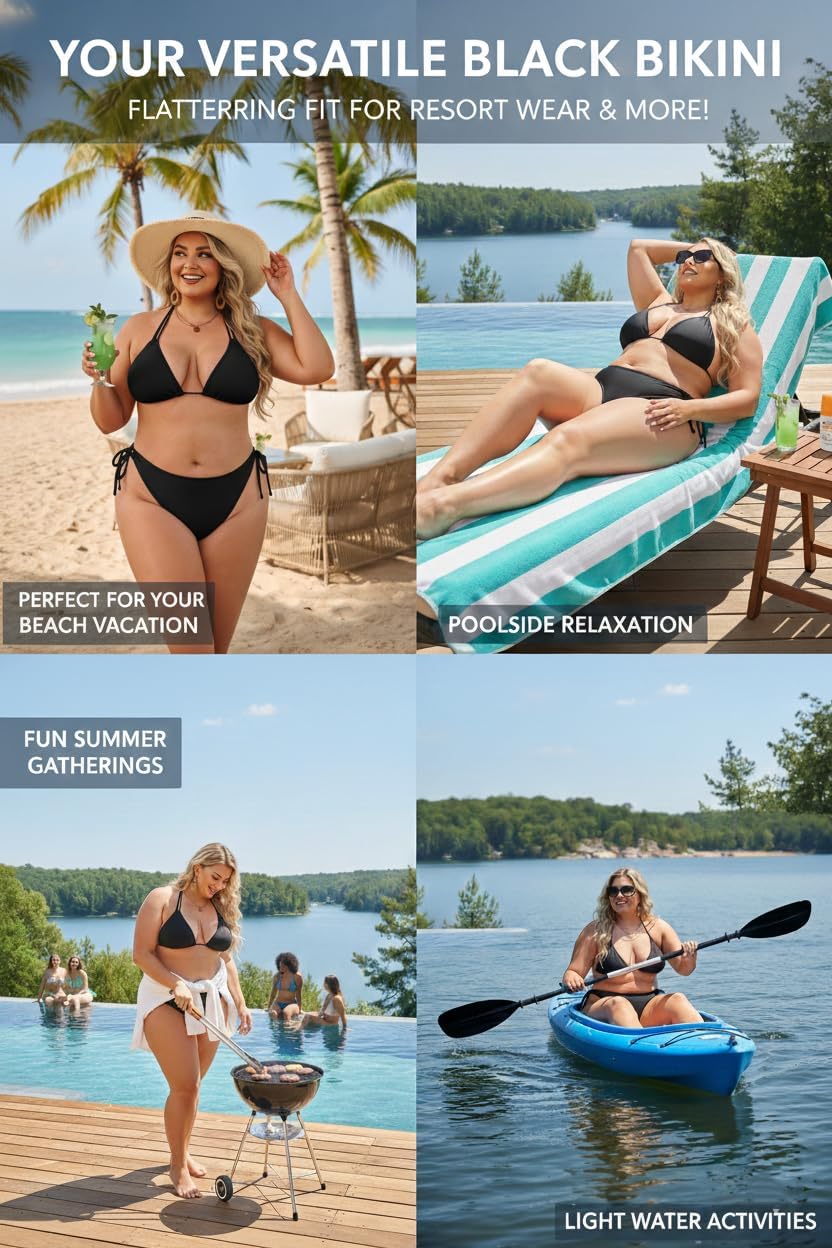 Daci Women Plus Size Triangle Bikini Sets Two Piece Double Straps Halter Swimsuit Side Tie String Sexy Bathing Suits - Image 6