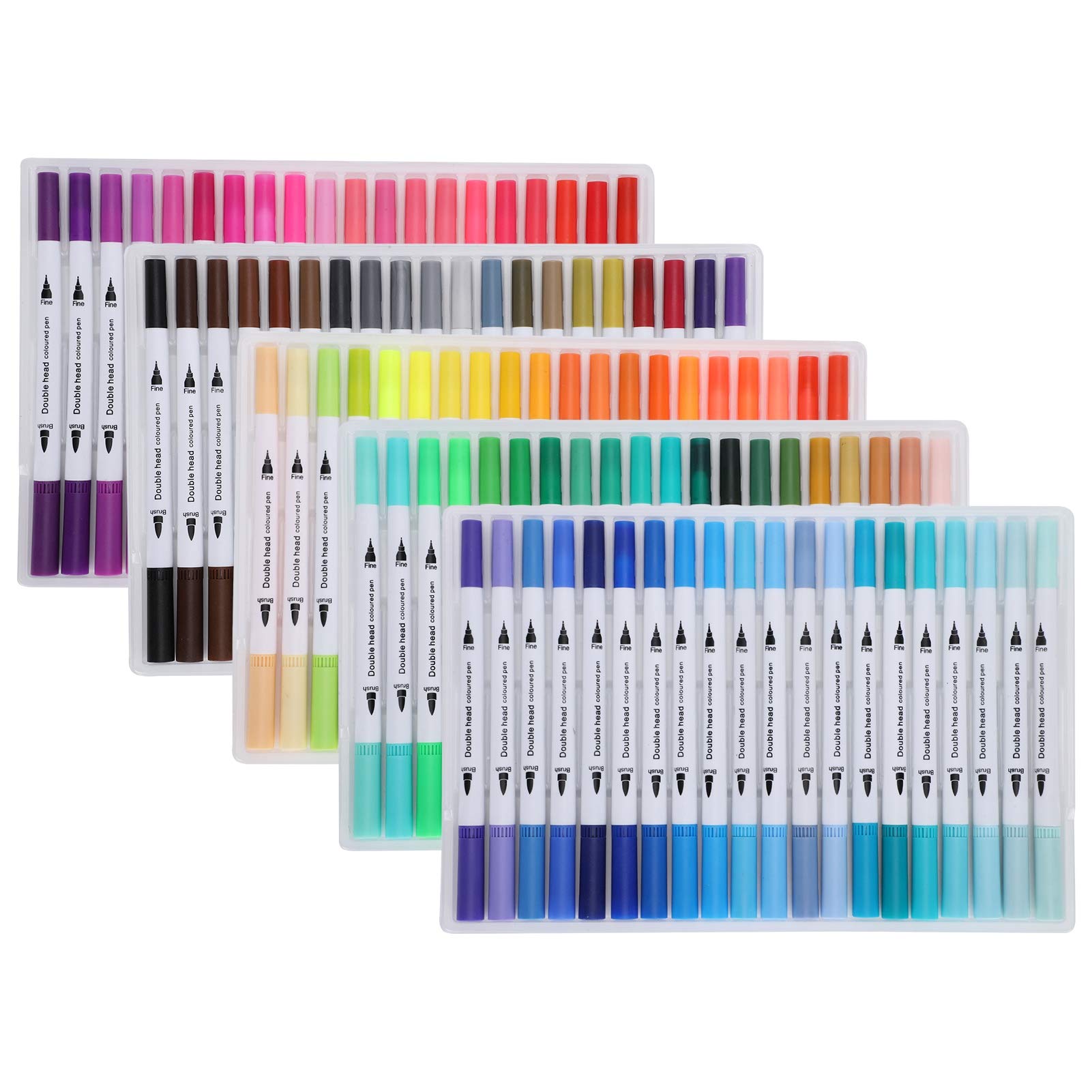 Aquarell-Marker in verschiedenen Farben, weiche feine Liner-Spitze, doppelte Pinselspitze, 60/80/100 Farben – Kunstbedarf für Erwachsene zum Ausmalen von Malbüchern und für (STBG-100°)