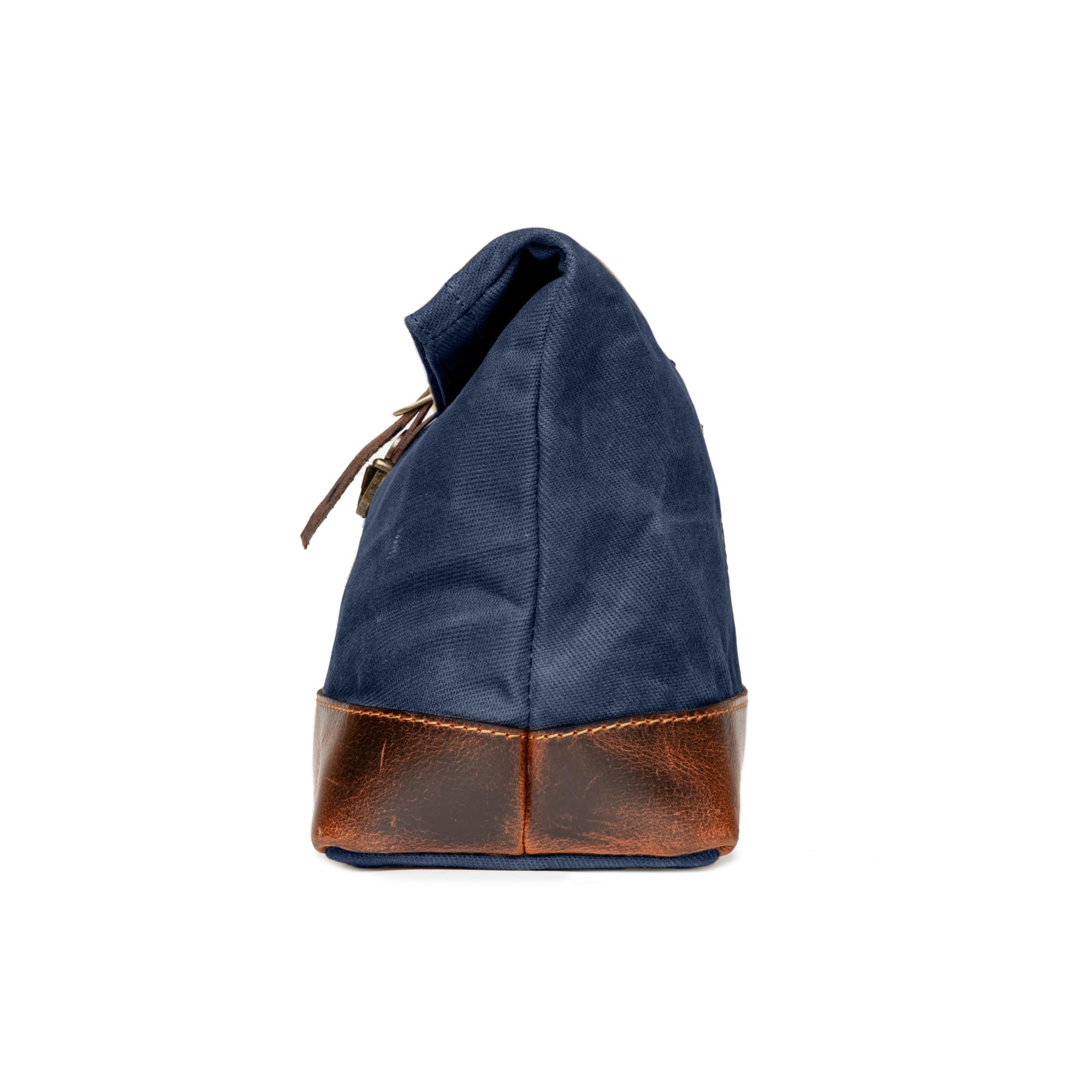 DRAKENSBERG Großer Kulturbeutel 'Otis' aus gewachstem Canvas, Leder, wasserabweisend, erweiterbar, Roll-Top-Design, bis 8L - Ozean-Blau, DR00656