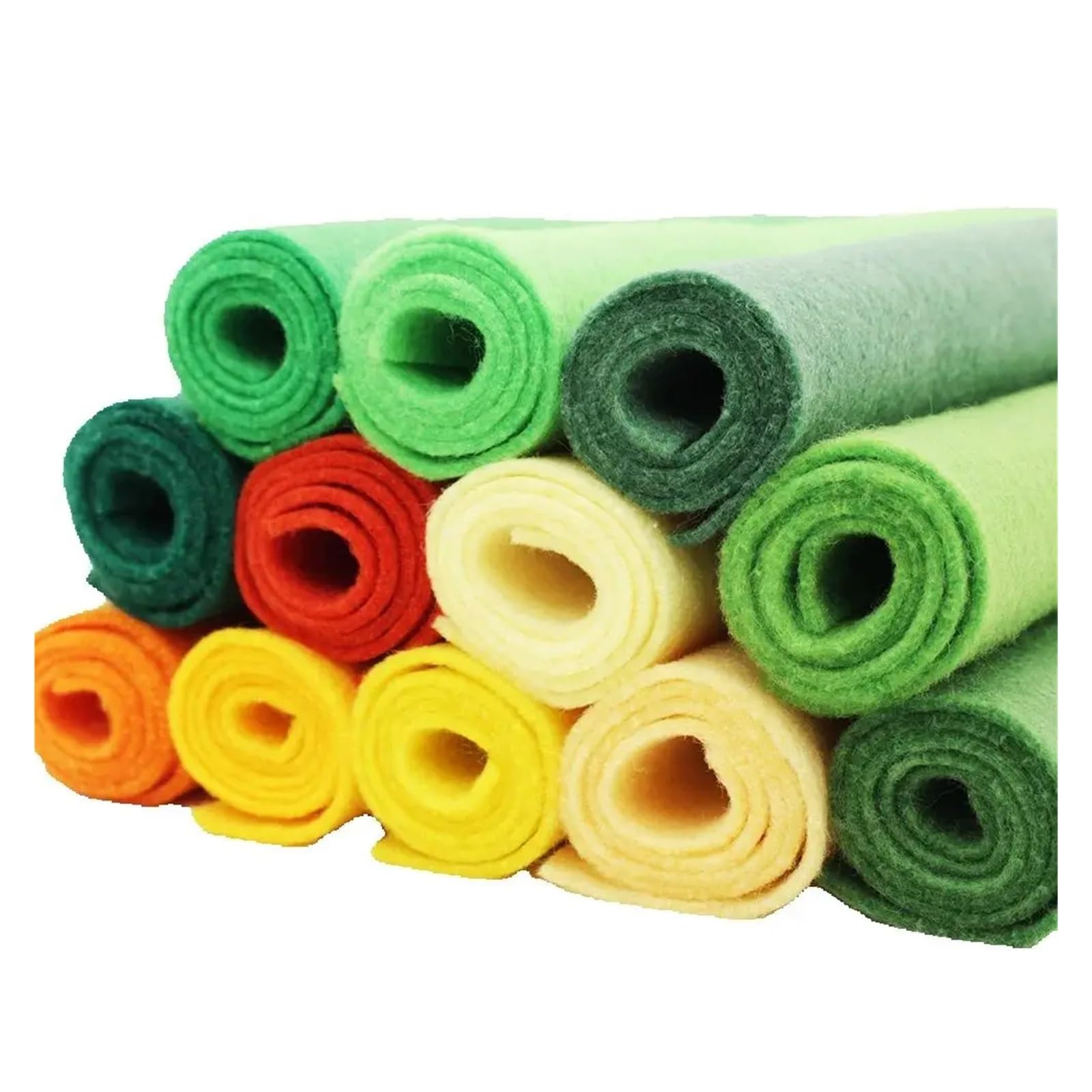 Tejido De Fieltro Fieltro verde y amarillo de 25 cm x 28 1,2 mm grosor for manualidades, costura confección. Material: poliéster. Paquete 12 unidades