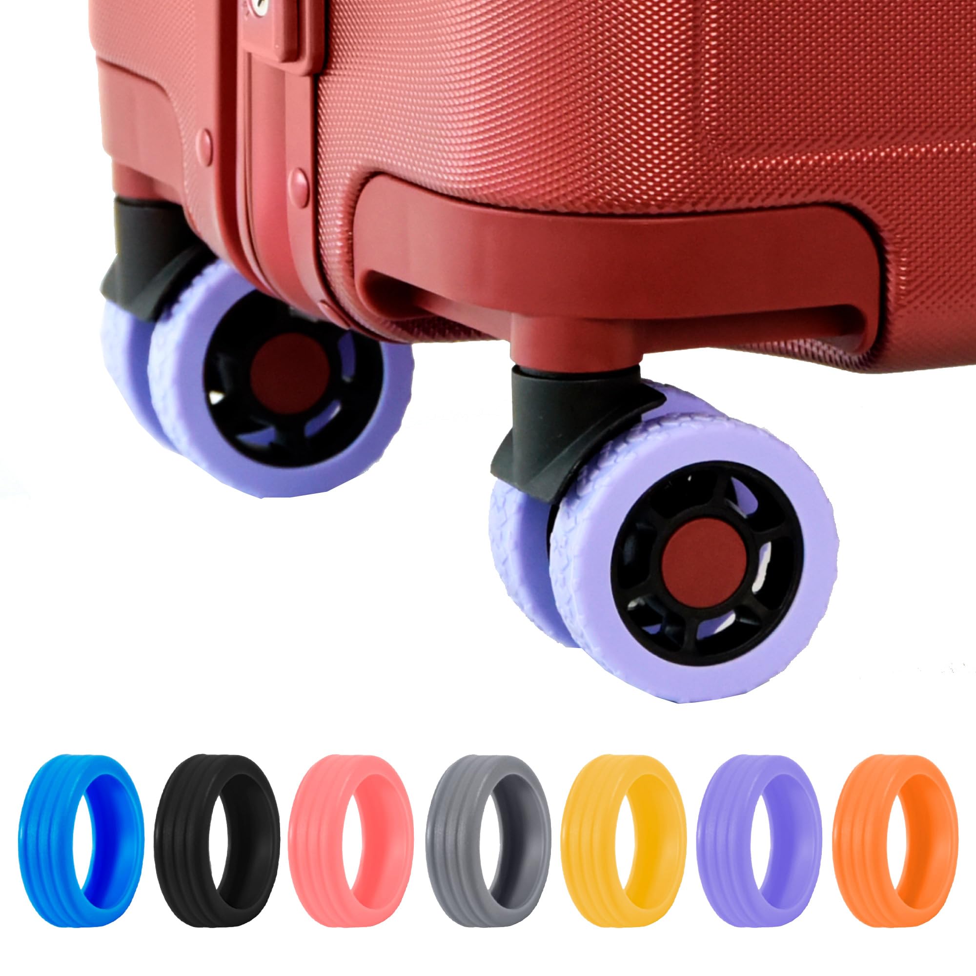 [ｅｎｅｔａｎＰｏ＼エネタンポ] キャスターカバー スーツケース 8個セット キャリーケース タイヤカバー シリコン 騒音対策 傷防止 汚れ防止 車輪カバー ホイールカバー キャスター保護 ビジネス 出張 旅行 トラベル (ストレート, ピンク, 8個セット)