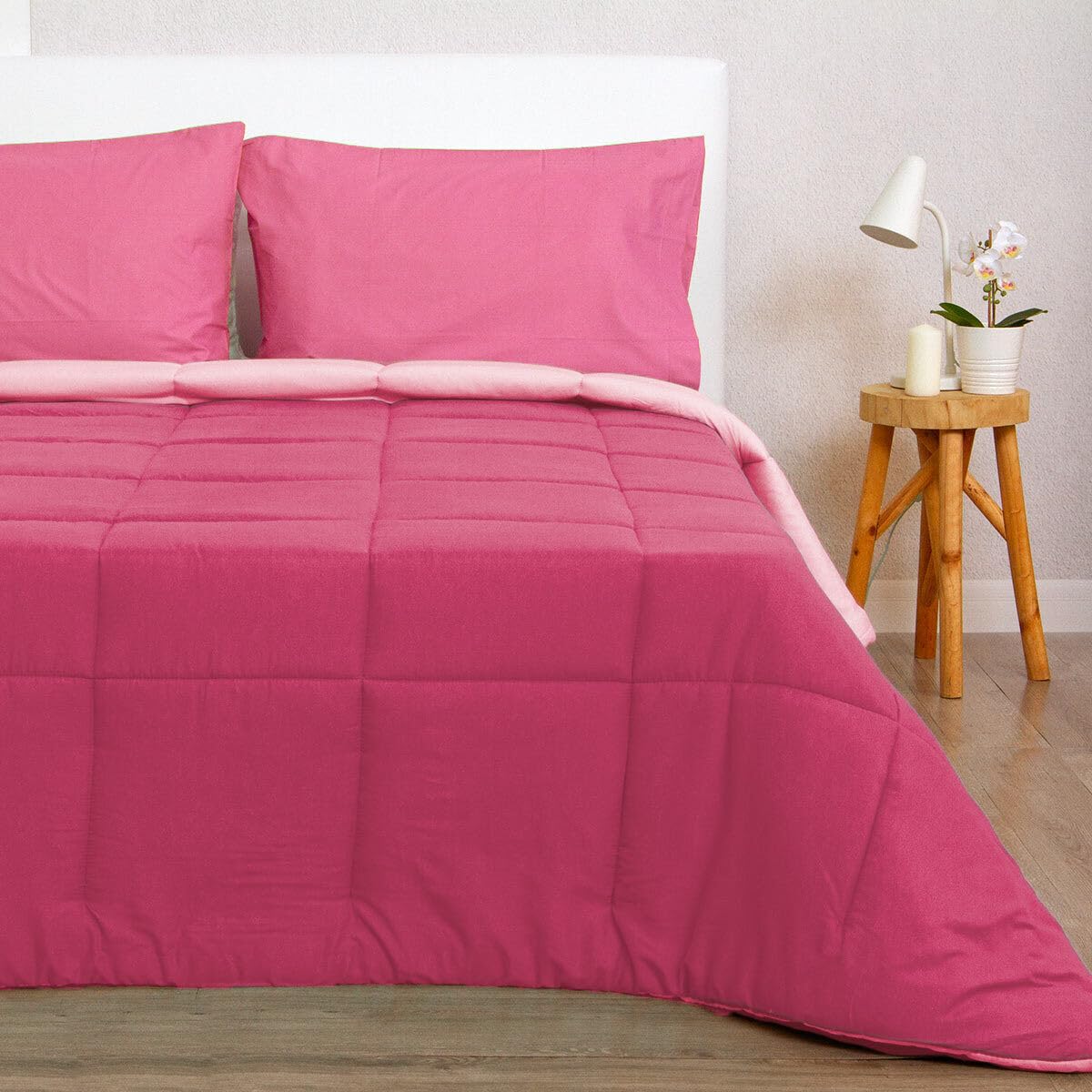 Piumone Singolo Anallergico - Trapunta Caldissima Bicolor Fucsia Per Inverno - Foto 4