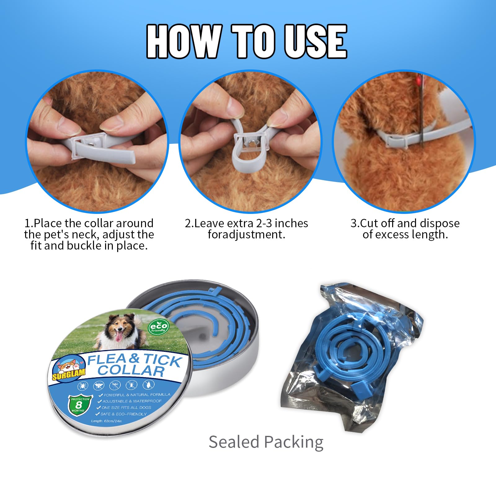 Collare Rilassante Per Cani Antiansia - Regolabile 62cm, Impermeabile, Per Viaggi, Veterinario E Situazioni Stressanti