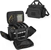 DSLEAF Tactical Pistol Range Bag for 4 Handguns - 6 Magazine Slots, MOLLE Webbing, Durable Nylon Shooting Bag with Extra Pockets