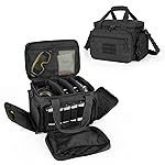 DSLEAF Tactical Gun Range Bag for 4 Handguns, Pistol Shooting Range Bag with 6X Magazine Slots and Extra Pockets for Ammo and Essentials