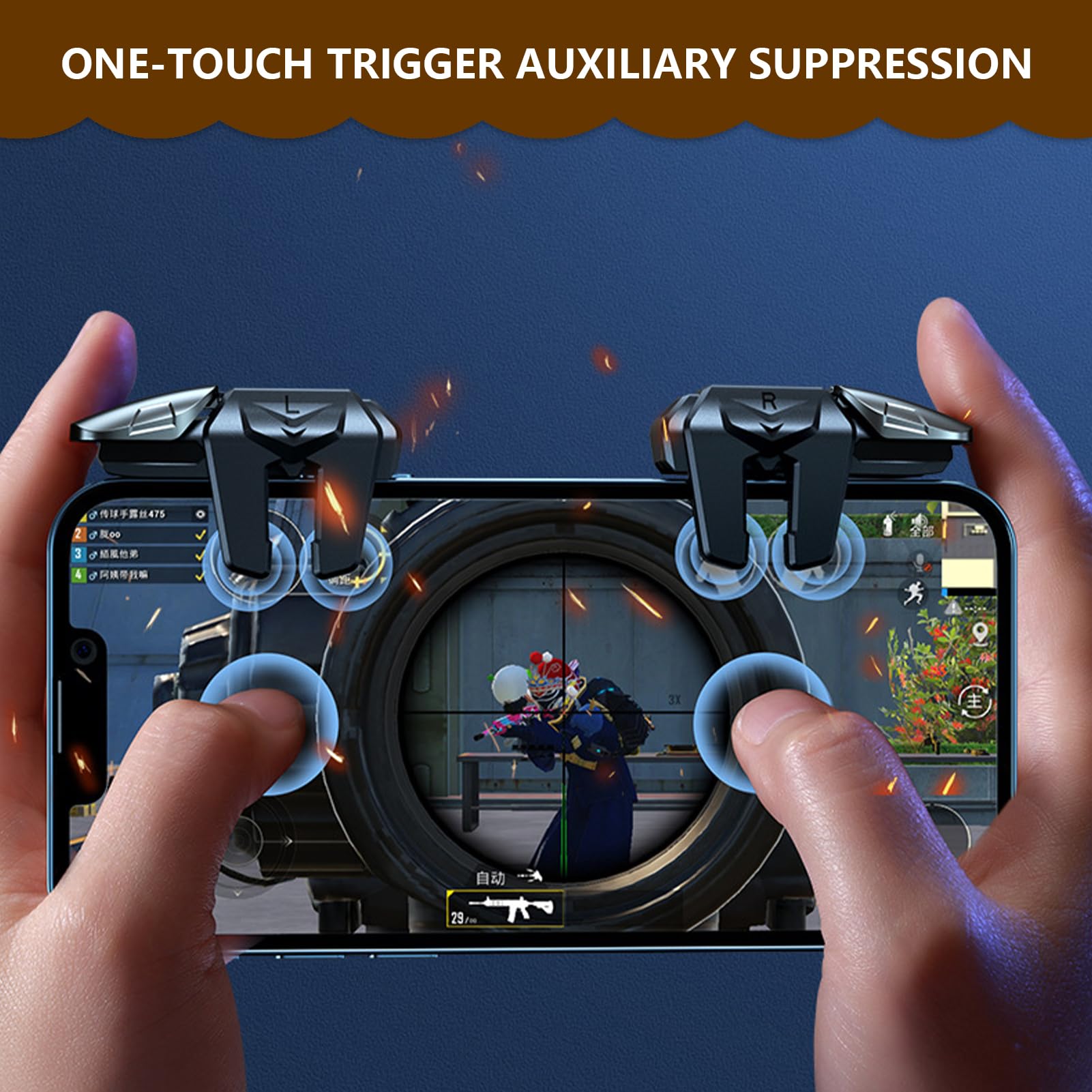 Trigger Gatillos Botones, Gatillos para Movil Rapid-Fire Tiro Rapido 6 Dedos Joystick Controller L1R1 L2R2 Disparadores para PUBG Mobile Phone Game Shoot Sensitive Control Joysticks Portátil (A)