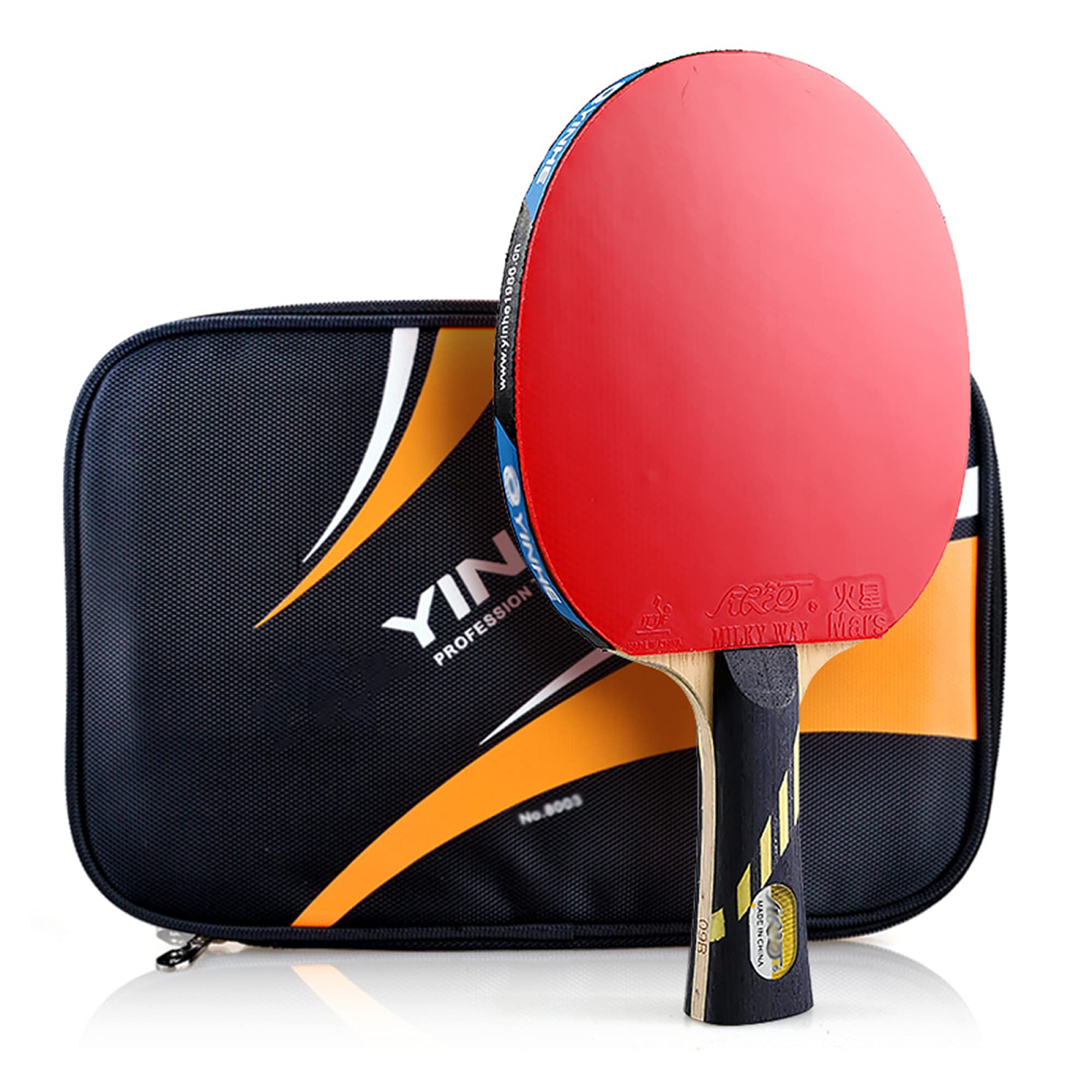 Xsdajsd 9 Stars Table Tennis Bat, 5-Ply Wood And 2-Ply Carbon Ping Pong Racket Paddle With Great Spin And Control/9 Stars/Long Handle