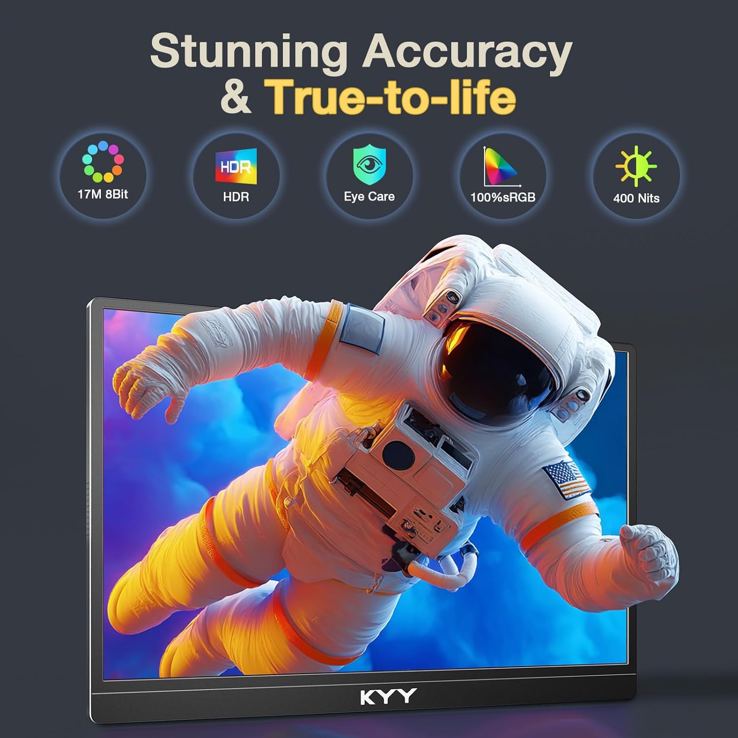 KYY 4K Portable Monitor – 15.6" UHD IPS Travel Display, Slim & Lightweight Design, HDMI & USB-C Inputs, Perfect for PS5, Xbox, Switch, Laptops, Phones, and On-the-Go Professionals, K5