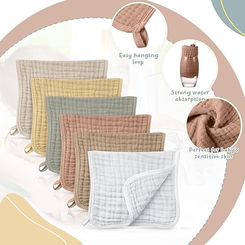 Miniatura 3 de Irenare Paquete de 6 paños de muselina para eructos de algodón, trapos grandes de 20 x 10 pulgadas, 6 capas de trapos para escupir, suaves