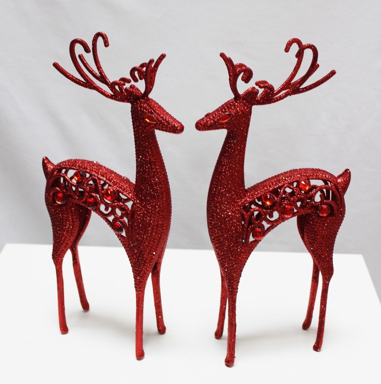 link products ltd Plastic Reindeers Table decoration 25 cm Assorted Colours (Red)