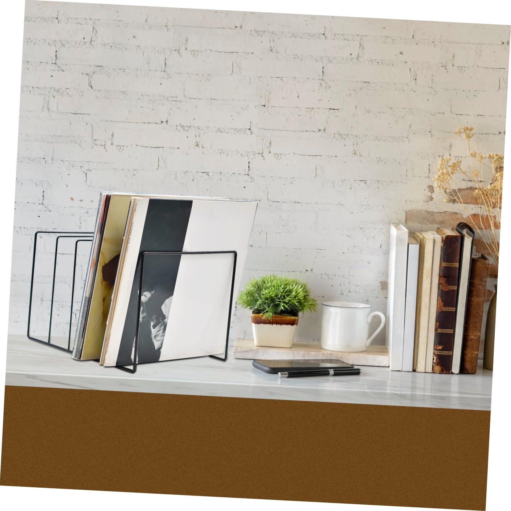 Scaffale Porta Dischi in Vinile Nero in Ferro Grande Capacità, Design Moderno e Aspetto Classico Facile da Pulire Texture Liscia e Rotonda per Soggiorni e Dormitorio