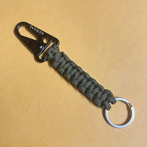 Miniatura 3 de KUDAAL Llavero Paracord con mosquetón, llavero trenzado con anillo de utilidad y clip de boca ampliado para acampar al aire libre, senderismo,