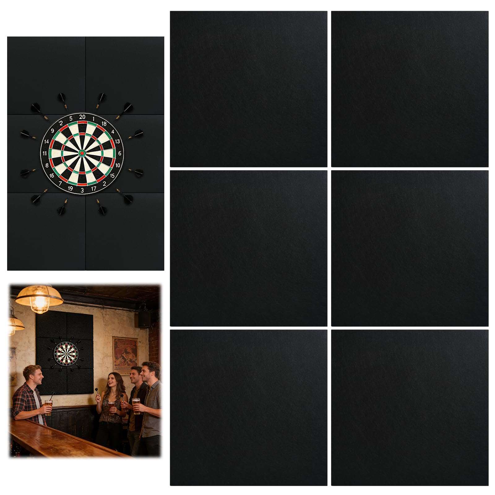 YYTECH Dart Board Wall Protector Felt Dartboard Wall Protection Dartboard Soundproofing Dartboard Surround Wall Protector Self-Adhesive Spliced Wall, Easy to Assemble Backboard Cork Board